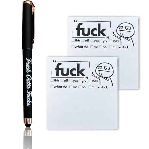 Stocking Fillers Fucks Pad and Pen Funny Pens and Sticky Notes Set Funny Desk Accessories for Friends Co-Workers Funny Gifts Christmas Stocking Fillers for Men Women (1*Pen+2*Note)