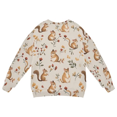 JUNZAN Beauty Squirrel animal Beige Little Girls Sweatshirts Hoodies Fleece Sweatshirt With Hoodie Sports 4T2