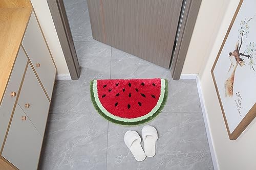 Baby Playtime Cozy Watermelon Cute Fruits Half Round Shaped Bedroom Bathroom Doorway Kitchen Floor Rug Carpet Water Absorption Non-Slip Mat For Kid's Room (40X60Cm) #TOP3