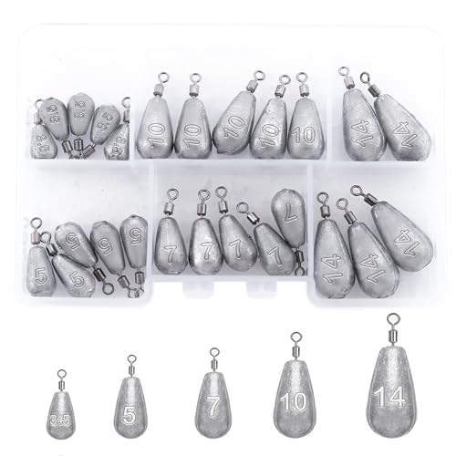 Fishing Weights Sinkers Kit 25pcs Bass Casting Weights Drop Shot...