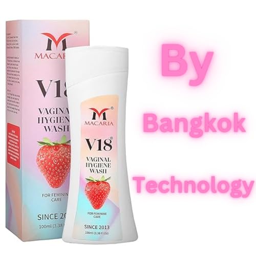 Image of V18 Vaginal Hygiene Wash for Women - Feminine Intimate Care with Strawberry Scent - Lactic Acid, Odor Control, & pH Balance - Gentle Daily Wash for Vagina, Genital Dryness, & Itching Relief