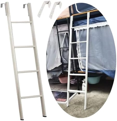 Adjustable Bunk Bed Ladder with Hooks - 53" Floor Standing Twin Bed Ladder for Attic, RV, Dorm - Sturdy Step Stair for Easy Access (Fits 45-71" Beds)