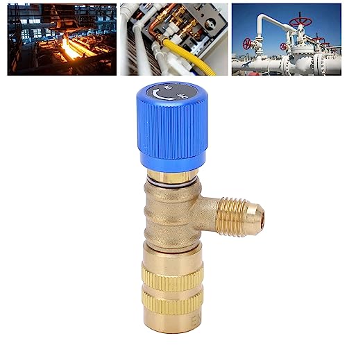 Válvula de carga de refrigerante, 2 piezas, adaptador de seguridad de latón con rosca de 1/4 pulgada para refrigerantes R22, R410, R134A y R404 miniatura 7