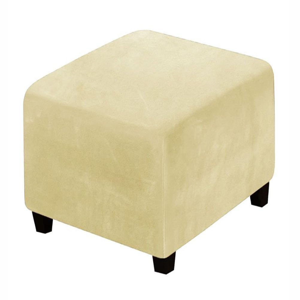 XGANGM Square Footstool Cover Velvet Stretch Small/Medium/Large/Extra Large 38~40/43~50/52~58/68~81/88~95/100~111CM Ottoman Cover Velvet Square Storage Footstool Cover,beige,L/W88~95CM