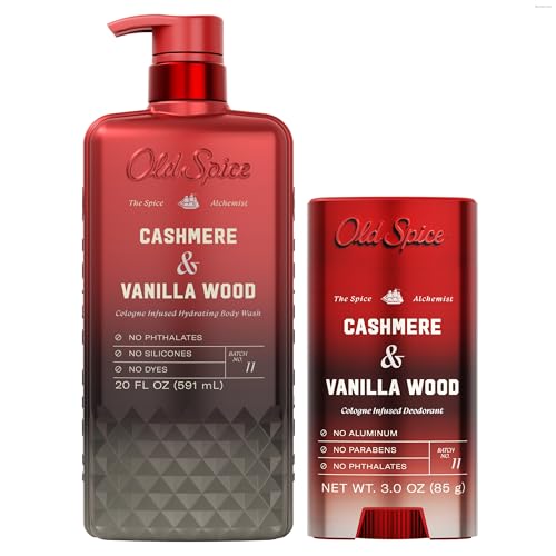 Image of Old Spice Alchemist Collection Body Wash + Aluminum Free Deodorant Bundle for Men, Cashmere + Vanilla Wood Scent, 24 /7 Cologne Infused Scent, No Trade Off Formula, 20 oz & 3 oz (Pack of 2)