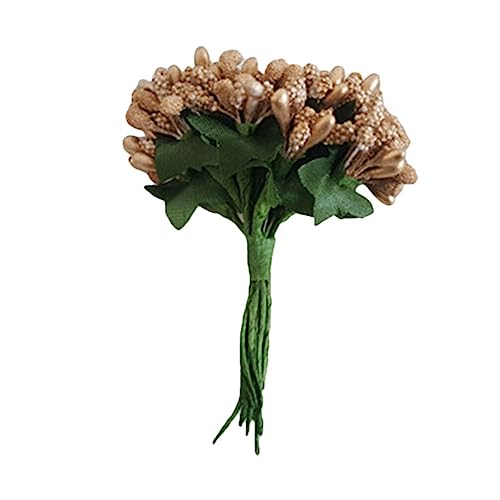 NOLITOY Red Berry Picks 12pcs Mini Artificial Pip Berry Picks Fruit Flower Stamens for Craft DIY Flower Wreaths Wedding Party Floral Arrangement Decorations Gold Artificial Holly Berry Branches