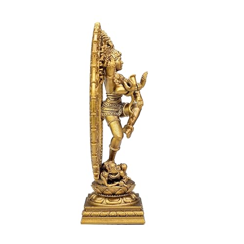 Image of MurtiHome Nataraja Statue, Natraj Murti, Shiva The Cosmic Dancer Idol | 10.16 cm Tall Small Gold Color Figure Made From UV Resin, Crafted by 3D Printer for Car Dashboard, Home, Office, Gift