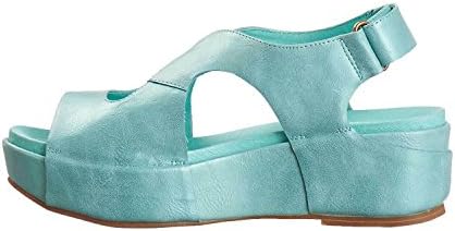 Antelope Women's 404 Aqua Metallic Leather Low Cutout Sandals 38 | Image 2