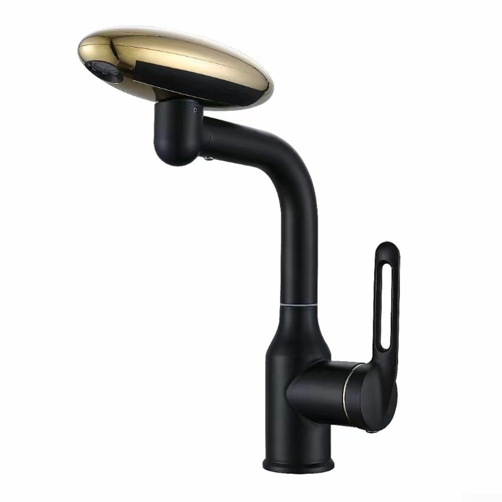 SOHNVWTGD Bathroom Washbasin Faucet Multi Purpose Bathroom Faucet, Four Water Flow Options, Stainless Steel Construction(Black Gold)