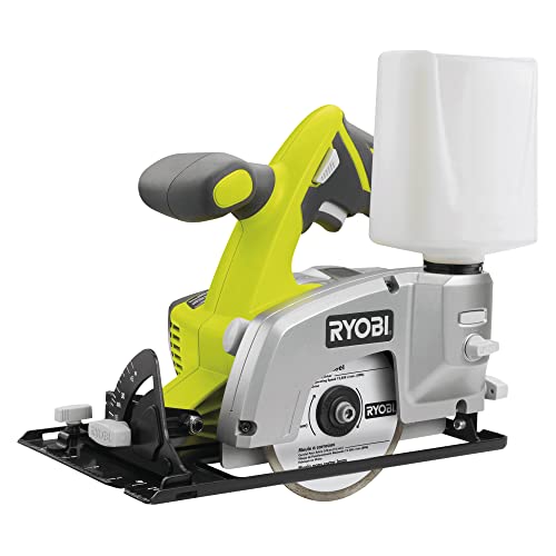 RYOBI - Sierra Cerámica 18V ONE+ para Azulejos y Baldosas - Velocidad 5000rpm, Disco Diamantado 102mm - Placa de Acero, Empuñadura engomada Gripzone, Antivibración - Sin Batería ni Cargador - LTS180M