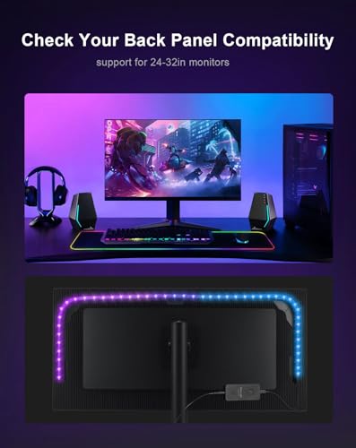 Tira de luz LED multicolor para monitor PC 24"-27" miniatura 7