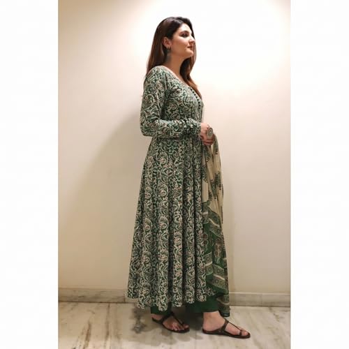 Image of Nermosa Women Printed Anarkali Kurta and Pant Set with Dupatta | Printed Kurta Set | Women Kurta Sets |