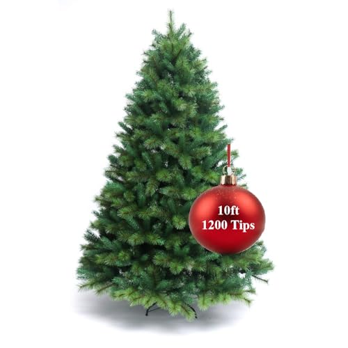 10FT/3M Classic Artificial Christmas Tree Xmas Realistic Natural Green Branches with Solid Metal Leg
