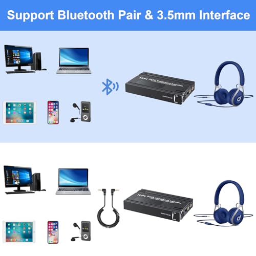 HiFi Headphone Amplifier 3.5mm with Bluetooth 5.0 Receiver - Portable 16-600Ω HiFi Earphone Amp with Bass & Volume Control, 2 Gain Switch for MP3/MP4 /Phones/Digital Players/Computers, PS4/5 - Thumbnail 5