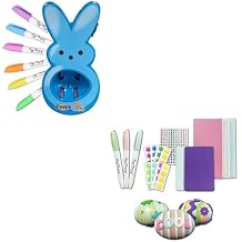 The Eggmazing Easter Egg Decorator - Peeps Bunny Blue + Easter Egg-cessory Pack - Markers, Adhesive Jewels and Foam Stickers