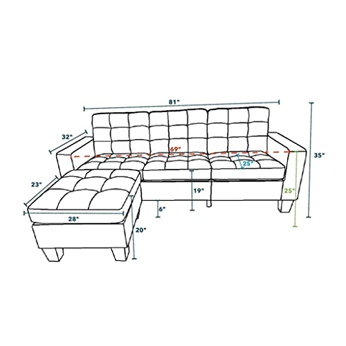 Walnut Convertible Sectional Sofa Couch Fabric L-Shaped Couch Living Room Furniture Corner Sofa Set #TOP2