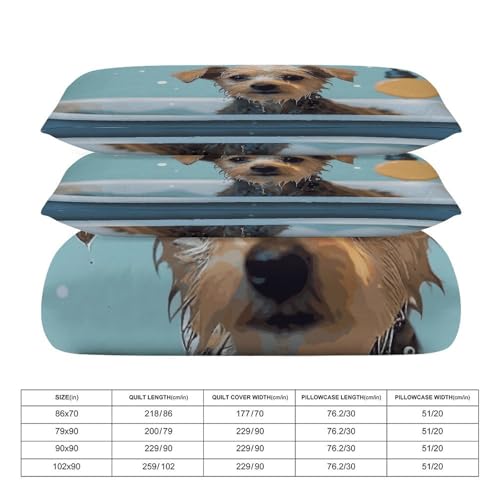 Housse de couette pour grand lit motif chien amusant 3 pièces 228x228cm - 3