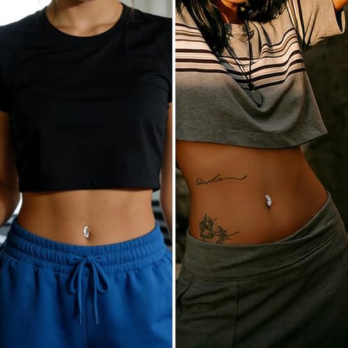 JFORYOU 14G Clicker Belly Button Rings Hoop Belly Button Ring Belly Ring for Women Stainless Steel Clicker Belly Piercing Navel Rings Silver by JFORYOU - Used condition - Image 4