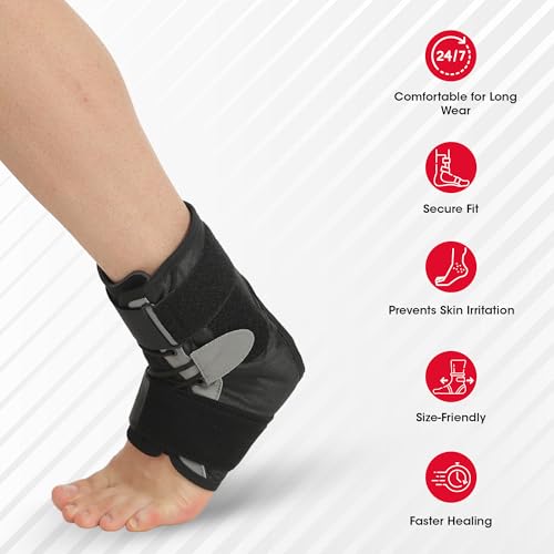 Image of Life Wear Ankle Brace with Lace, Stabilizing Support for Ankle Joint, Adjustable Compression, Rigid Splints, Soft Inner Padding, Ideal for Injury Recovery, Sprains, and Sports Protection, Size (S)