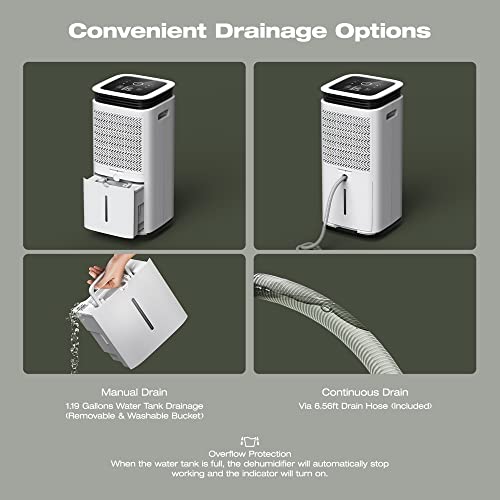 Waykar 5000 Sq. Ft Home Dehumidifier With Drain Hose For Basements, Large & Medium Sized Rooms, And Bathrooms With Intelligent Touch Control And 4 Air Outlets, 24 Hr Timer, And 1.19 Gallon Water Tank #TOP4