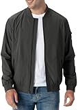 Rdruko Men's Lightweight Bomber Jacket Casual Stylish Fashion Coat Windbreaker(Carbon Gray, US XL)