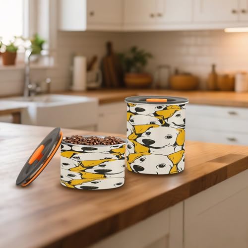 Bote para café de acero inoxidable con diseño de perros amarillos miniatura 6