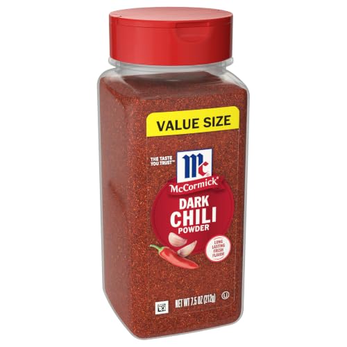 McCormick® Dark Chili Powder, 7.5 oz | Chili powder for tacos and bean soups with slightly sweet flavor, can also be used as a dry rub for grilled meats