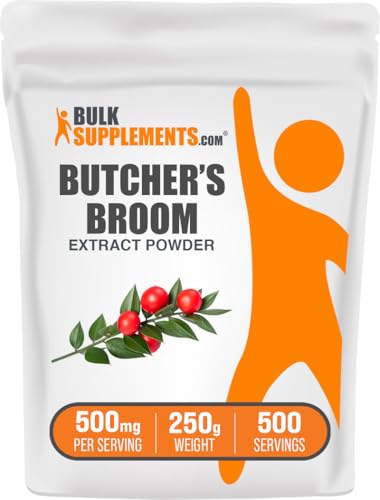 BulkSupplements.com Butcher's Broom Extract Powder - Butchers Broom, Herbal Supplement - Vegan & Gluten Free, 500mg per Serving, 250g (8.8 oz) (Pack of 1)