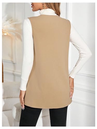 WDIRARA Women's Open Front Blazer Jacket Vest Sleeveless Waistcoat Coat3