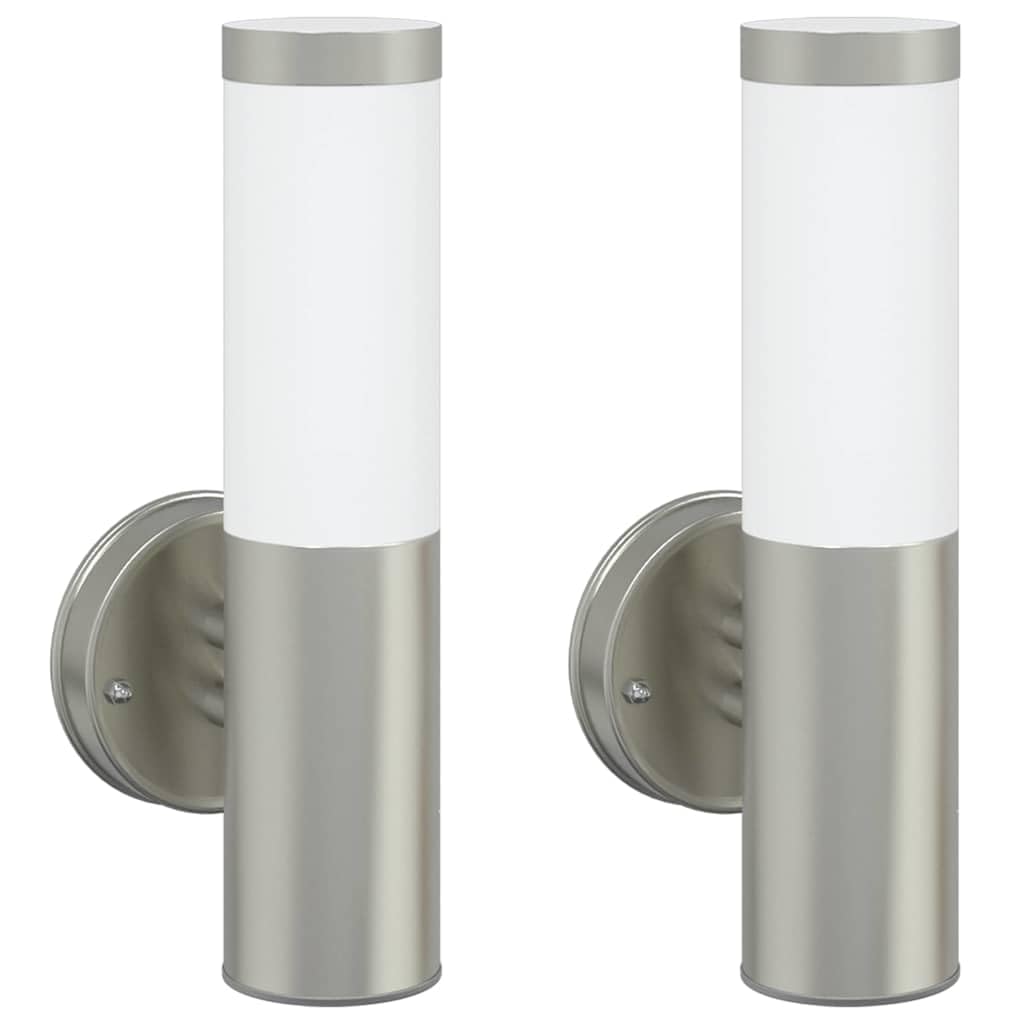 Vidaxl Silver Outdoor Wall Light 2 Pcs 15 X 7.5 X 33 Cm