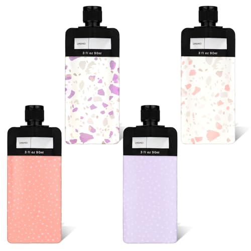 4 PCS Travel Pouches for Toiletries, 3oz Leak Proof Empty Squeeze...