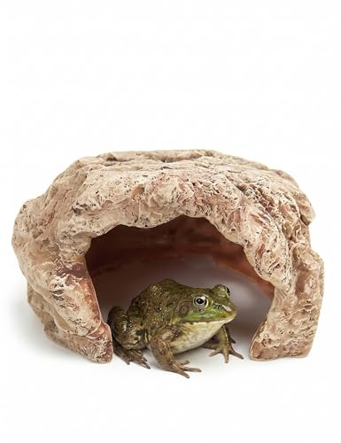 YANPLS Resin Toad House Reptile Hideout Cave for Frogs Snakes(yellow1)