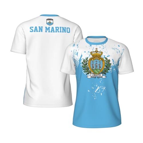 San Marino Flag Grain Sports Jersey T-Shirt 3D Print for Running Cycling Soccer Tennis Fitness Fans Mesh Shirts