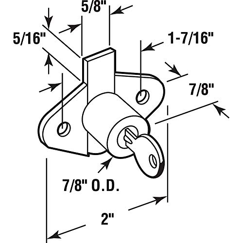 Prime-Line U 9947 Drawer And Cabinet Lock, 7/8 In., Diecast, Brass Plated, Yale Keyway (Single Pack) #TOP1
