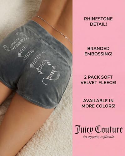 Image of Juicy Couture Women's 2-Pack Sleep and Lounge Velvet Fleece Dolphin Shorts