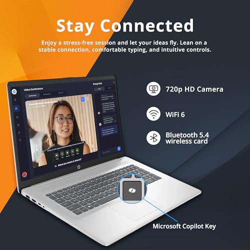 Image of HP 17.3 inch HD+ Touchscreen Laptop, Intel Core 5 120U, 32GB DDR4, 1.16TB Storage (1TB SSD+160GB Docking Station Set), Intel Graphics, 720p HD Camera, Wi-Fi 6, Win 11 Pro, Silver