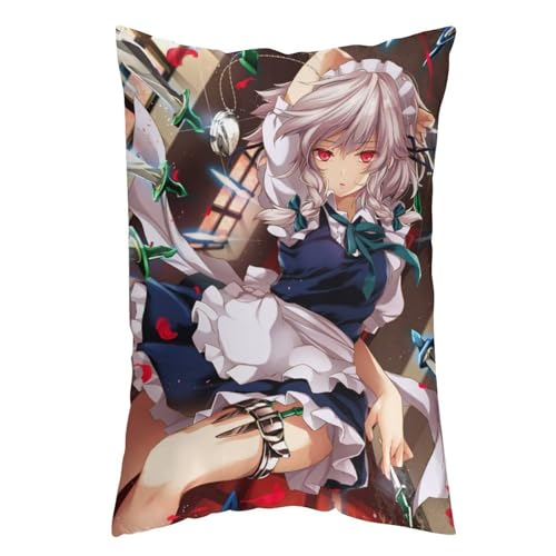 枕カバー 十六夜咲夜 東方シリーズ ピローケース 60cm*40cm まくらカバー 寝具カバー ファスナー式 抱き枕 クッション 吸汗速乾 静電気対策強化 ソファクッションカバー 快適 肌に優しい 軽量 柔らかい ホテル品質 四節通用 家庭用 アニメ キャ