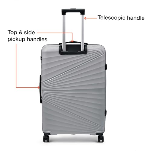 Image of Nasher Miles Golden Gate Hard-Sided Polypropylene Check-in Luggage 28 inch | 75cm | 8 Wheels Large Trolley Bag for Travel | Suitcase (Grey & Yellow)