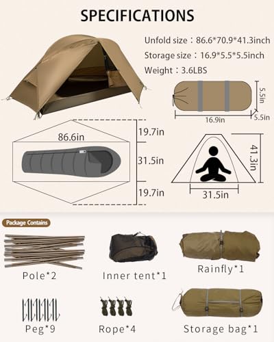 MC TOMOUNT Ultralight 1 Person Tent