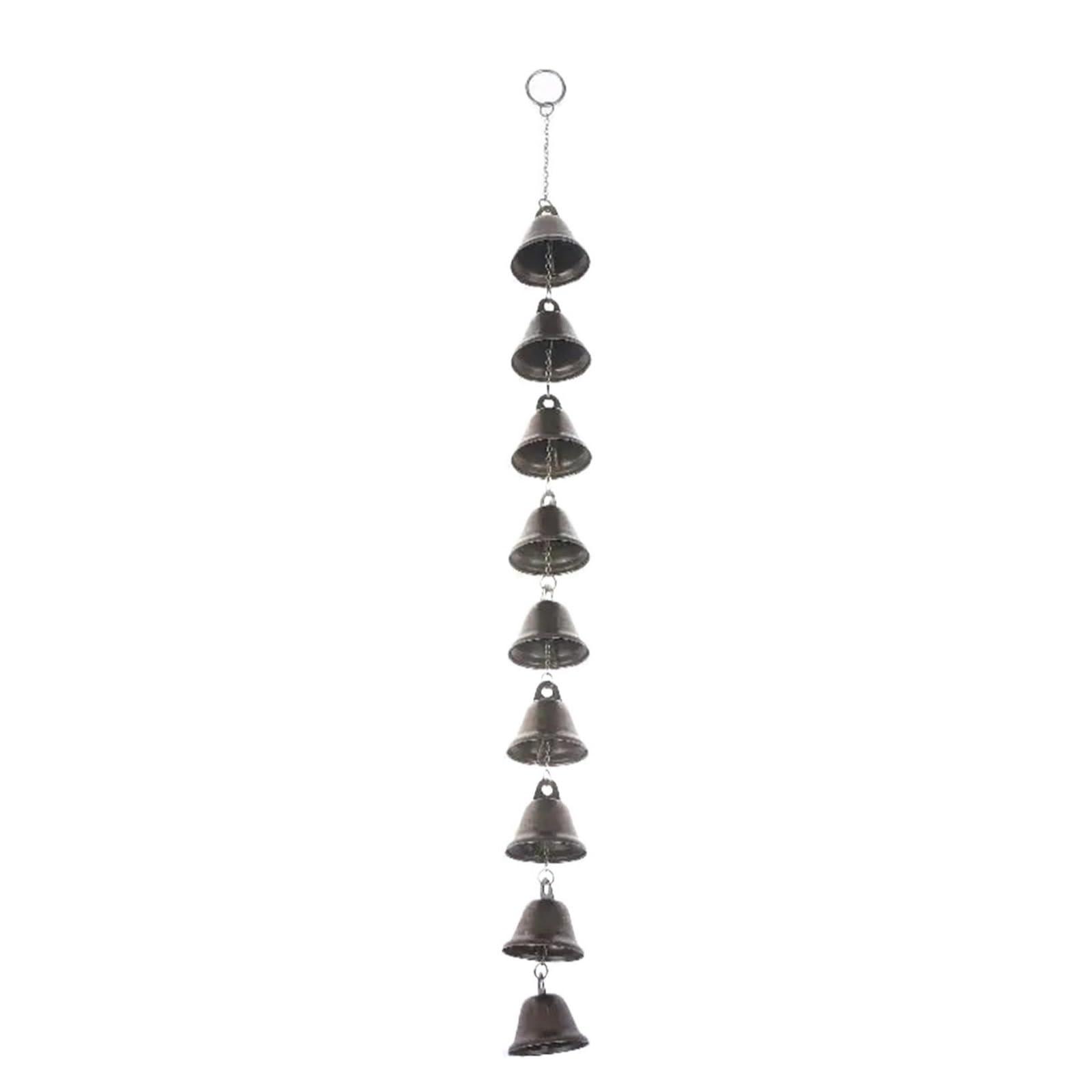 AFDHVTKLDR Wind Chimes Classic Rustic Iron Bell Handmade Metal Wind Chime with Decorative Chain for Courtyard Garden Wall Home Decor(9 bell style)