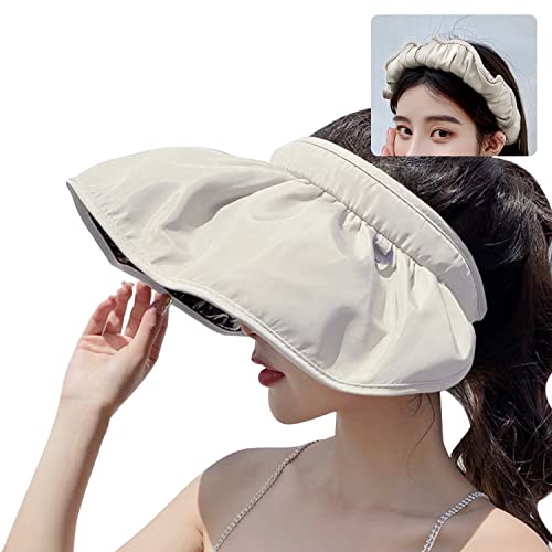 FAIHTS 2 et 1 Chapeau de Soleil extérieur,Chapeau de Soleil à Larges Bords pour Femmes,Pliable UPF 50+ Anti-UV Capeline de Soleil Plage pour Plage Voyage Vacances Loisir (Kaki) Cover