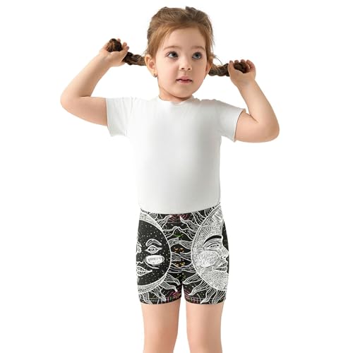 Drawing Sun Moon Faces Colorful Toddler Girl Biker Shorts Cotton Shorts for Under Dresses 4t Kids Clothing3