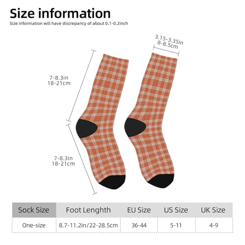 Burnt Orange Fashion Tartan Plaid Men'S And Women'S Unisex Crew Socks, Quick-Drying Fabric For Casual, Gym & Office Wear4