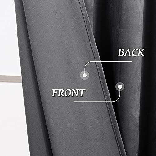 Image of RYB HOME Grey Velvet Curtains 84 inches - Super Soft Blackout Curtains Thermal Insulated Drapes Heat Block Window Panels for Living Room /Bedroom /Studio, Wide 52 x Long 84, Grey, 2 Panels | Thermal Insulated, Privacy, Sunlight UV Heat Blocking, Luxurious Decor, Dining Room Nursery, Rod Pocket, W52 x L84, 2 Panels