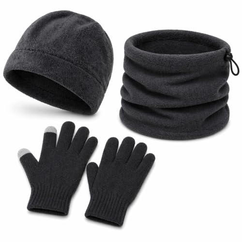 Conjunto de Inverno 3 Peças, Gorro, Luvas e Cachecol em micro Soft, Preto