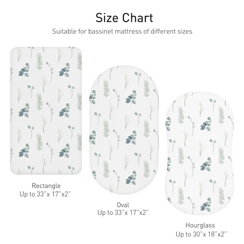 Image of Bassinet Sheets, Bassinet Sheets for Baby Boy and Girl, Bassinet Sheet Neutral, Fit for Rectangle, Round, Oval, Hourglass Mattress, Flexible for Different Bassinet Pad /Mattress 4 Pack