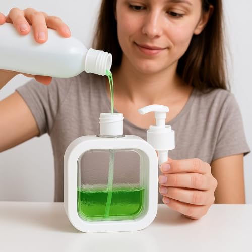 Image of Liquid Soap Dispenser | Refillable Pump Bottle for Hand Wash, Dish Wash, Shampoo, Conditioner, Shower Gel | Bathroom & Kitchen Use | Transparent Plastic | 350ml