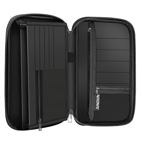 JUNDUN Family Passport Holder Upgraded Material Fireproof Travel Passport Wallet with 2 Pockets Travel Document Organizer Case for Passport Card and Money