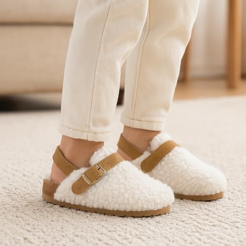 Image of Project Cloud Kids Clogs 100% Genuine Leather with Natural Cork Footbed & Memory Foam Insole Arch Support - Non-Slip Clogs for Kids - Slippers Sandals for Boys & Girls Footwear