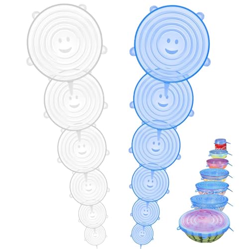 Frogetu Tapas Silicona,Tapas Silicona Ajustables Cocina,Tapa,Tapas de Silicona Elasticas Cocina,Tapas de silicona Elásticas,Tapas para Microondas,Horno,Nevera,Lavavajillas,Sin BPA 6 Tamaños Diferentes